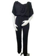 Lucy Paris Jumpsuit Womens M Black Cruise Wear Ruffled Short Sleeve Skin... - $34.11 CAD