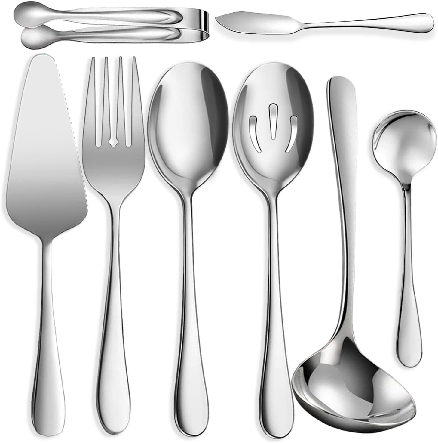 8 Pcs Stainless Steel Serving Utensils, Large Serving Spoons Slotted, Si... - $31.92