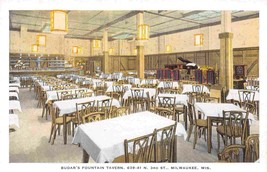 Budar&#39;s Fountain Tavern Interior Milwaukee Wisconsin 1930s postcard - $6.93