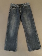 Flypaper Jeans Mens 31x28 Blue Denim Whisker Fading Distressed Grunge Ta... - $29.57