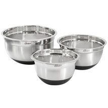 Oster Oswalt 3 Piece Mixing Bowl Set with Non-Slip Bases in Silver - $42.95
