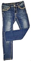 Cherokee Skinny Moulant Blue Jeans Girl&#39;s Size 10 Wide Stitch Adjustable Waist - £6.82 GBP