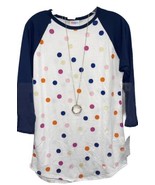 NEW LuLaRoe XL White Navy Orange Tan Pink Polka Dots Randy Baseball Styl... - $702.33 MXN