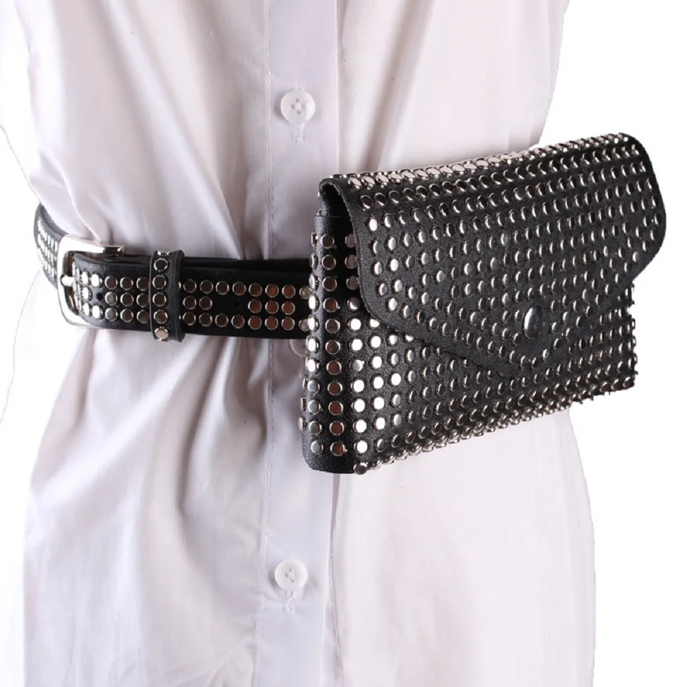 Personalized Stylish Rivet Belt Ladies   Style Rivet Belt Bag Women Fashion Pu L - £52.23 GBP