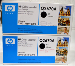Genuine HP LaserJet 308A Q2670A Black Print Toner cartridge LOT of 2 - £48.49 GBP