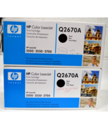 Genuine HP LaserJet 308A Q2670A Black Print Toner cartridge LOT of 2 - £48.39 GBP