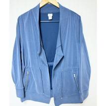 Chico&#39;s Zenergy Sandwashed Draped Jacket Frosted Blue Size 1 (M/8-10) - $34.65