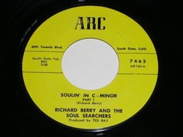 Richard Berry Soul Searchers Soulin In C Minor 45 Rpm Record Vinyl ARC Label  - £19.65 GBP