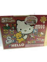 NEW Hello Kitty  5-Pack Wood Puzzles In Wooden Storage Box - £11.98 GBP
