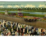 Close Finish at Hialeah Linen Postcard 1941 Horse Racing Florida  - $11.88