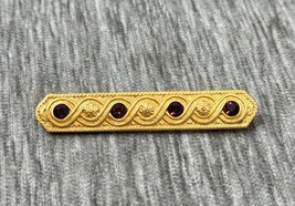 Vintage MFA Brooch Pin Bar Ornate Purple Rhinestone Victorian Style Signed - $24.74