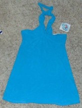 Womens Swimsuit Cover Up Mad Iguana Blue Halter Terry Beach Swim-Size L - $17.82