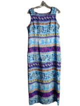 Sag Harbor Blue Green Geometric Floral Print Sheath Sleeveless Dress Siz... - $16.83