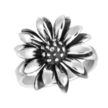 Perennial Beauty Sunflower Sterling Silver Floral Ring-9 - £24.68 GBP