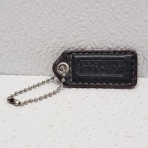 2&quot; COACH Black Hang Tag Leather Bag Keychain - £8.53 GBP