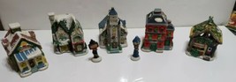 7 pc Ceramic Christmas Village Miniature House Lights (can be Inserted) 3.5 Tall - £29.58 GBP