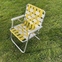 Vintage Aluminum Folding Lawn Chair Multicolor Yellow - £27.69 GBP