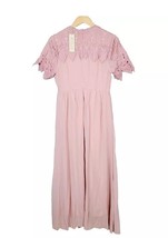 Roolee Maxi Dress M Dusty Pink Crocheted Lace Short Sleeve Wedding Bride... - $34.55