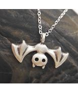 CUTE TINY BAT NECKLACE 17" Chain Small Hanging Charm Pendant Halloween G... - $7.95