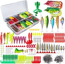 Fishing Lures Kit for Freshwater Saltwater, Bait Tackle Box for Bass Trout - $66.11