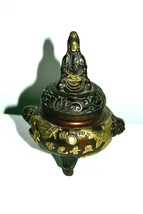 Antique Vintage Copper and Bronze Incense burner Guanyin - £55.18 GBP