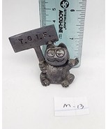 Vtg Minature Pewter Cat Holding A Sign TGIF - $13.50 CAD