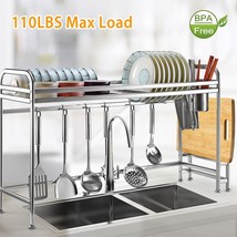 Over Sink Dish Drying Rack Shelf Stainless Steel Kitchen Countertop Bowl Dish Ch - £59.76 GBP