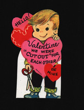 Vintage Valentines Day Card With Cute Boy With Scissors - £5.94 GBP