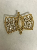 Brooch Pin With Geometric Design Pearl And Rhinestones 2 Inches - £39.56 GBP