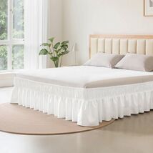 Wrap Around Bed Skirt, 15 in Drop, White Dust Ruffle Queen Size, Three S... - $361.70 MXN