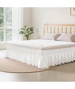 Wrap Around Bed Skirt, 15 in Drop, White Dust Ruffle Queen Size, Three S... - $19.79