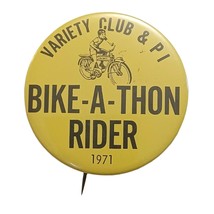 1971 Seattle Post Intelligencer &amp; Variety Club Bike-A-Thon Pinback Butto... - £6.26 GBP