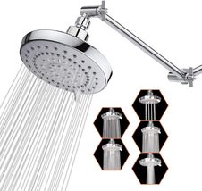 High Pressure Shower Head with 11 IN Adjustable Arm, HarJue, 5 In, Chrome - £18.01 GBP