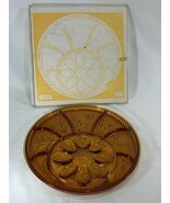Vintage Indiana Amber Round Divided Glass Deviled Egg/Relish Dish W/Orig... - $21.78