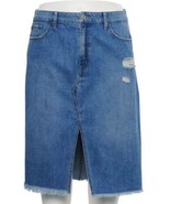 Womens Skirt Denim SO Blue Distressed Jean Frayed Hem Zip Plus Size-size... - £25.03 GBP