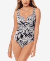 Miraclesuit Women’s Tropical-Print One-Piece Swimsuit – Black White – Size 8 - £101.23 GBP