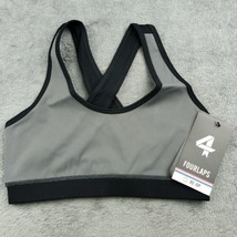 FourLaps Women&#39;s Infinity Sports Bra Gray Black Size XS Cross Back New With Tags - £11.51 GBP