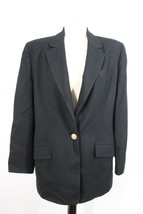 Vtg 90s Talbots 10 Black Wool One Button Boxy Blazer Jacket - $32.30