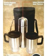 Travel Stainless-Steel Thermos, 2 Mugs and Travel Bag By: Chefs Basics - $14.36