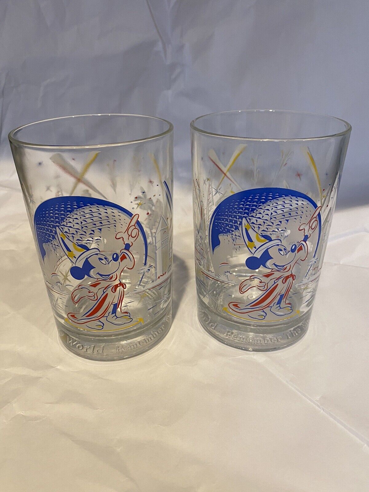(2) Walt Disney World  EPCOT Remember The Magic 25th Anniversary. GLASSES 1996 - $18.65