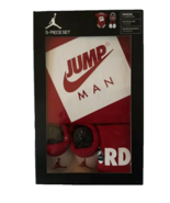 Nike Air Jordan Baby Boys 0-6 Months Red White Bib Bodysuit Booties 3 Pi... - $27.71