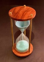 5&#39;&#39; Hourglass Marine Brass &amp; Wood Sand Timer Nautical Vintage Sand Clock... - £24.86 GBP