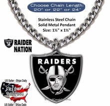 Large Vegas Raiders Necklace Stainless-Steel Chain Nfl Football Raider Nation&#39; - $20.76