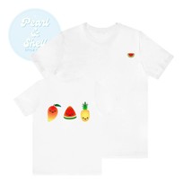 tropical fruits tshirt, white, black, gray, blue, pink S, M, L, XL, 2XL - £39.33 GBP