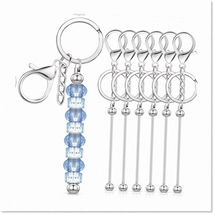 6 Pcs Silver Beadable Keychain Bars Blanks - DIY Metal Beaded Keychain for Jewel - $27.71