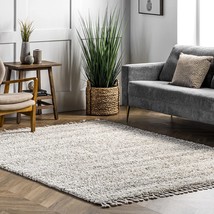 6&#39; 7&quot; X 9&#39; Nuloom Brooke Contemporary Shag Area Rug In Ivory. - £122.66 GBP