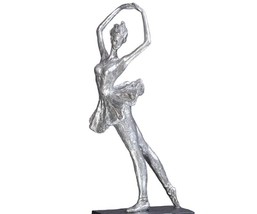 Ballerina Ballet Figurine Antiqued Silver 18.9" High Graceful Elegant Poly Stone image 1