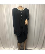David Rose Size 18W Black Beaded Neckline Vintage Two Piece Dress  - £21.86 GBP