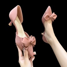 Elegant Silk Bow Thin Heel Pumps Shoes for Women Two-Piece Green Party Shoes Wom - £28.03 GBP