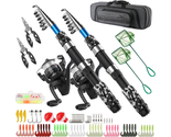 Fishing Rod and Reel Combo Collapsible Fishing Rod 2Pcs,  Lures Hooks+Ca... - $77.02
